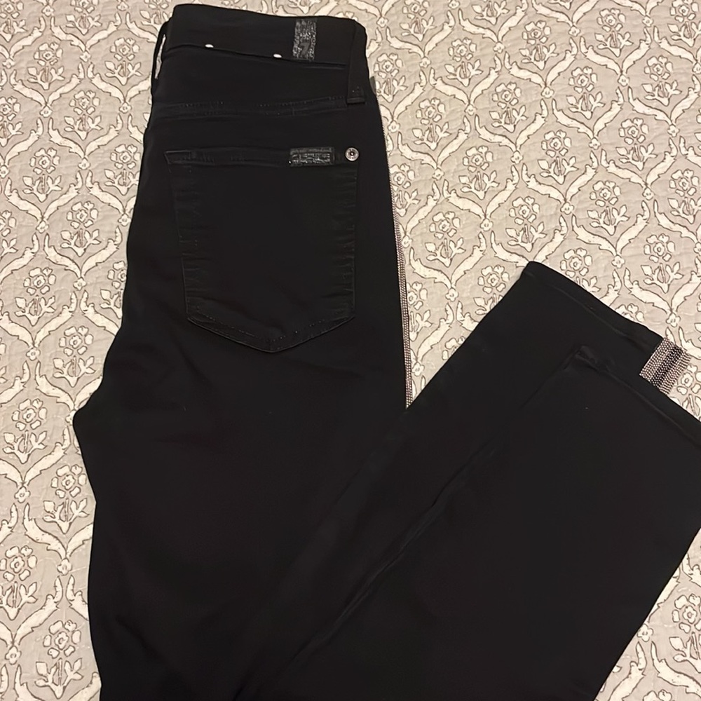 7 For All Mankind - The high waist able skinny black jeans. Side embellishments - Picture 11 of 16